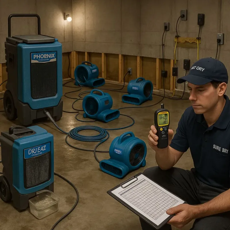 Structural Drying and Dehumidification process in North Berwick, ME